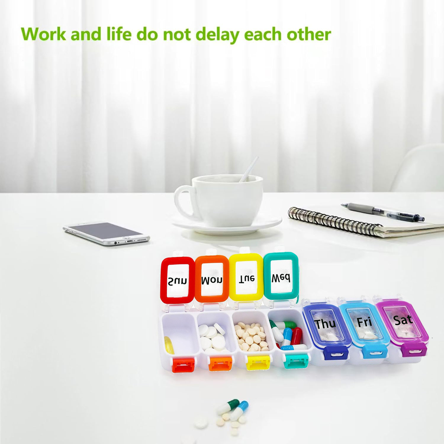 Pill Organizer Portable Food Grade Plastic Medicine Storage Box Rainbow Waterproof Mini Pill Box Medicine Pill Case Daily Pills Holder To Hold Supplement