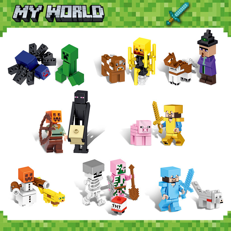 (13 Pcs) Mini Figures My World Character Set Building Blocks Game Toys Gift for Kids Party Supplies Collectible Series Education Toys
