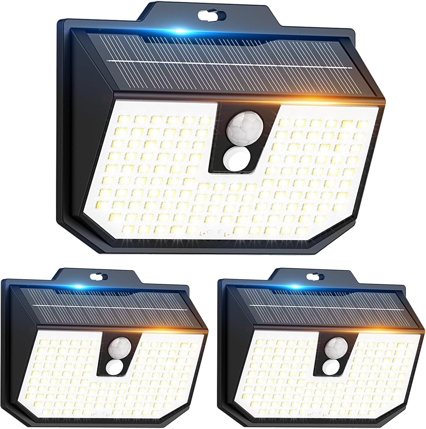Solar Motion Sensor Lights Outdoor Garden Solar Security Fence Wall Lights 3 Modes 132 LED Solar Powered Outside Lights IP65 Waterproof for Garden Front Door 