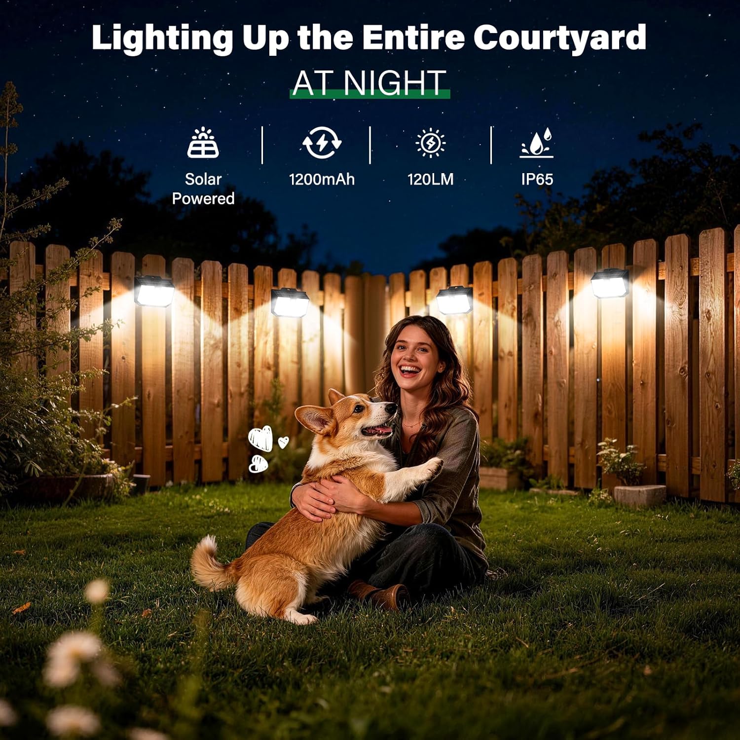 Solar Motion Sensor Lights Outdoor Garden Solar Security Fence Wall Lights 3 Modes 132 LED Solar Powered Outside Lights IP65 Waterproof for Garden Front Door 