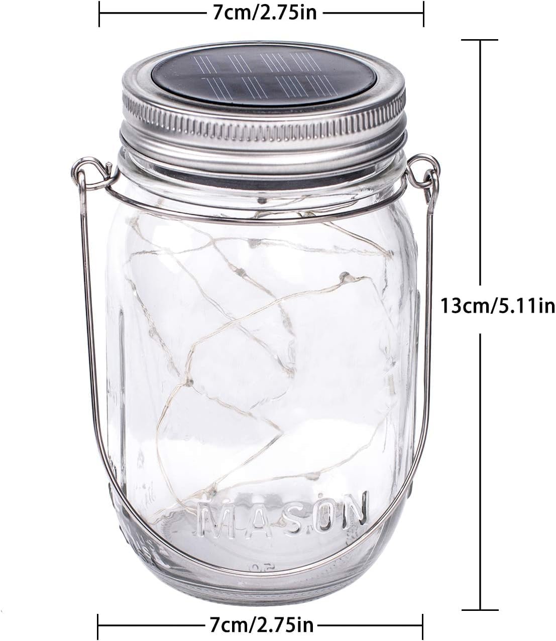 Solar Mason Jar Lights 4 Pack Hanging Lanterns with 30 LED Waterproof Decorative String Lights for Indoor Outdoor Courtyard Wedding Party Christmas