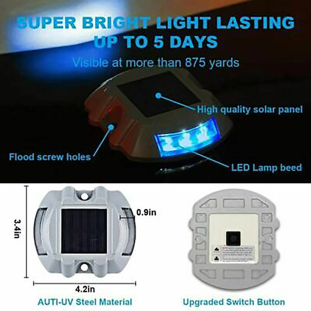 (red)  Waterproof Solar LED Powered Road Step Light Dock Light Outdoor Driveway Lamp