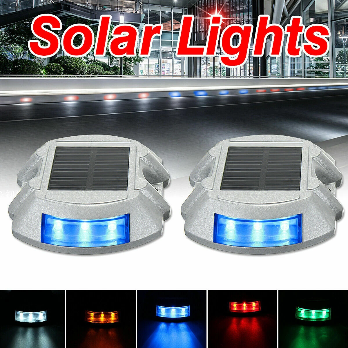 (red)  Waterproof Solar LED Powered Road Step Light Dock Light Outdoor Driveway Lamp