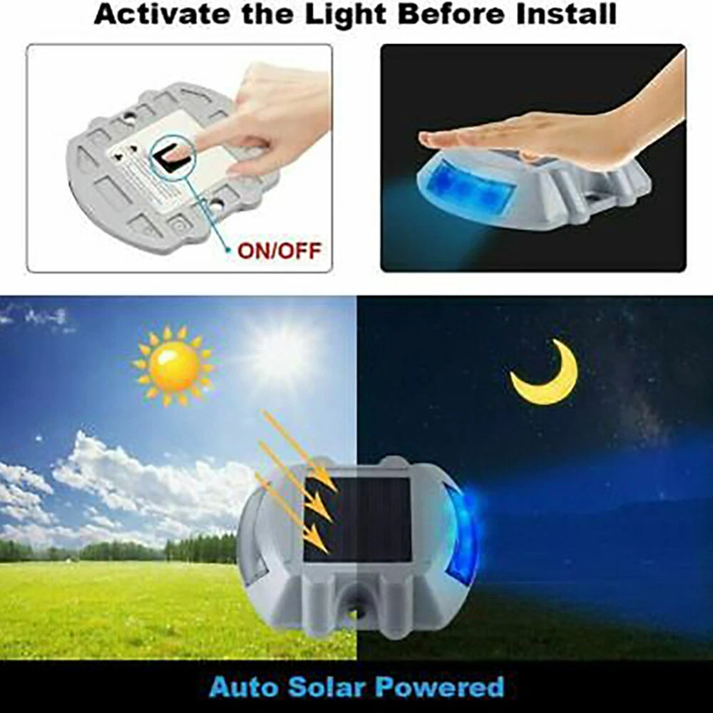(red)  Waterproof Solar LED Powered Road Step Light Dock Light Outdoor Driveway Lamp