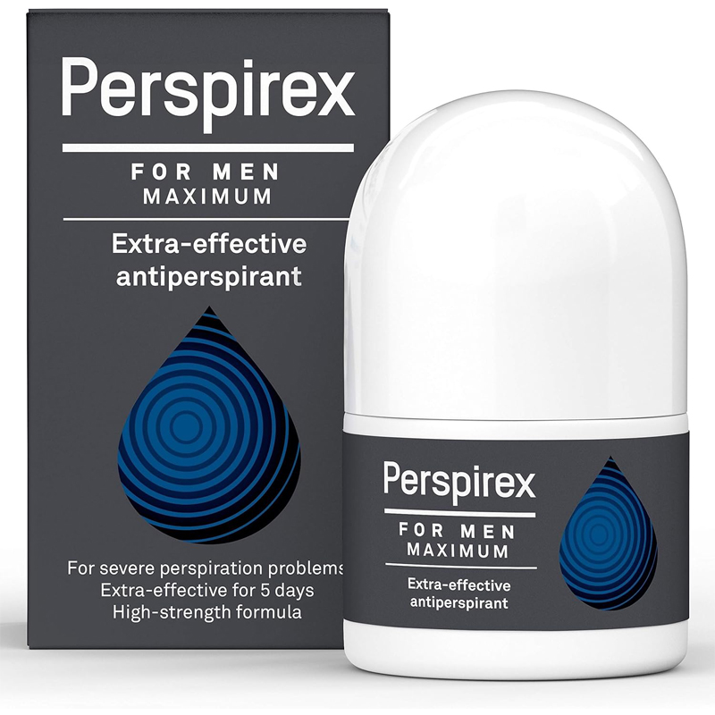 PERSPIREX Antiperspirant MEN MAXIMUM STRENGTH Clinically proven to reduce Heavy Sweating for MEN Deodorant Roll On long lasting freshness sweat protection 20ml