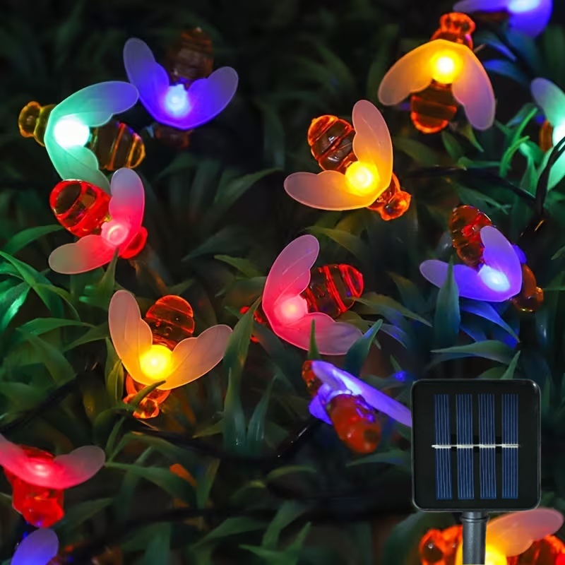 (5M 20LED) Solar powered bee waterproof string lights with 8 lighting modes of lights suitable for outdoor decoratio