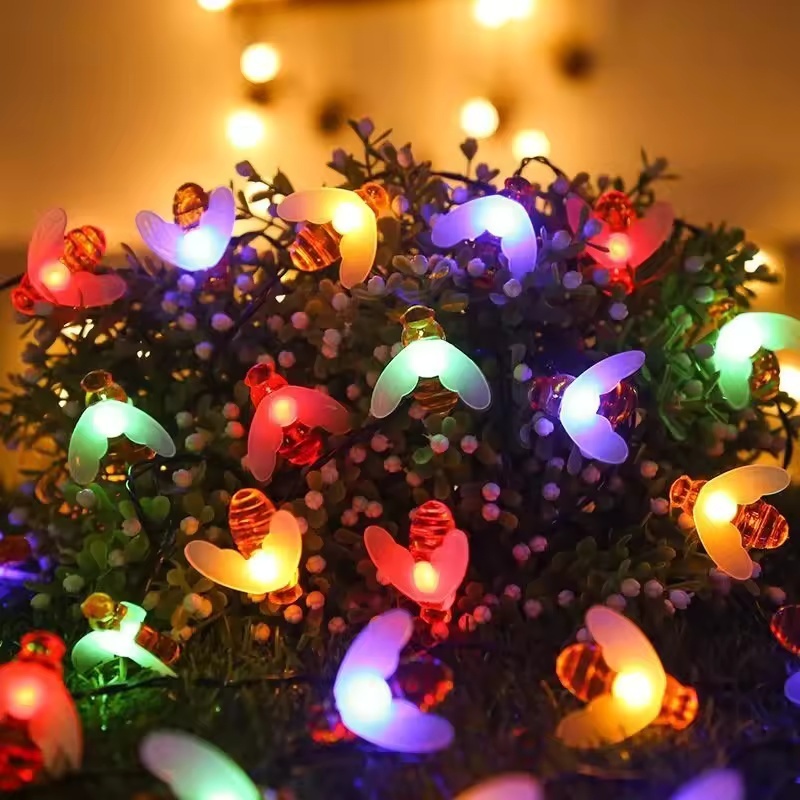 (5M 20LED) Solar powered bee waterproof string lights with 8 lighting modes of lights suitable for outdoor decoratio