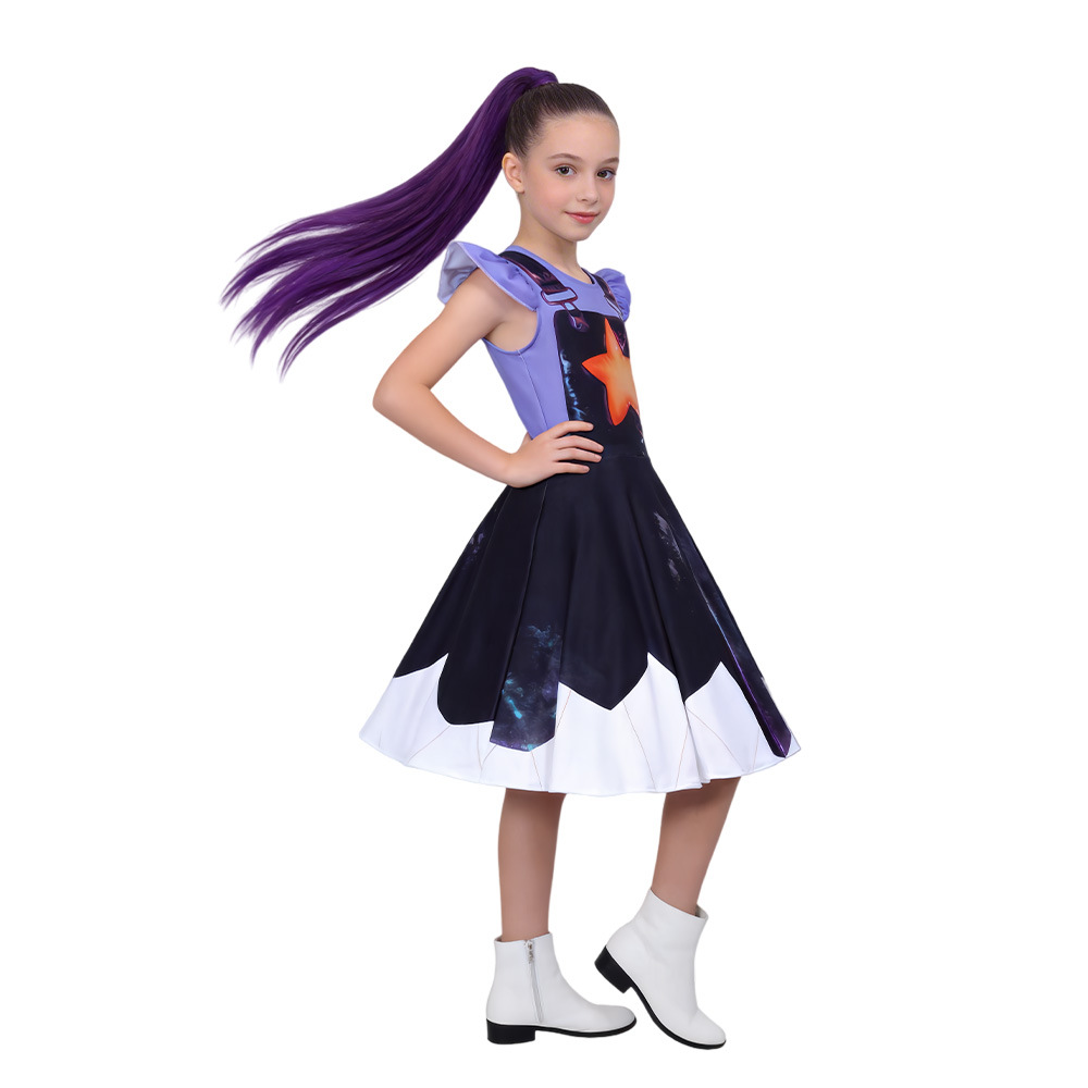 (130CM) Kids Lily Flutter Sleeve Dress Poppy Playtime Cosplay Costume for Girls Halloween Party Performance
