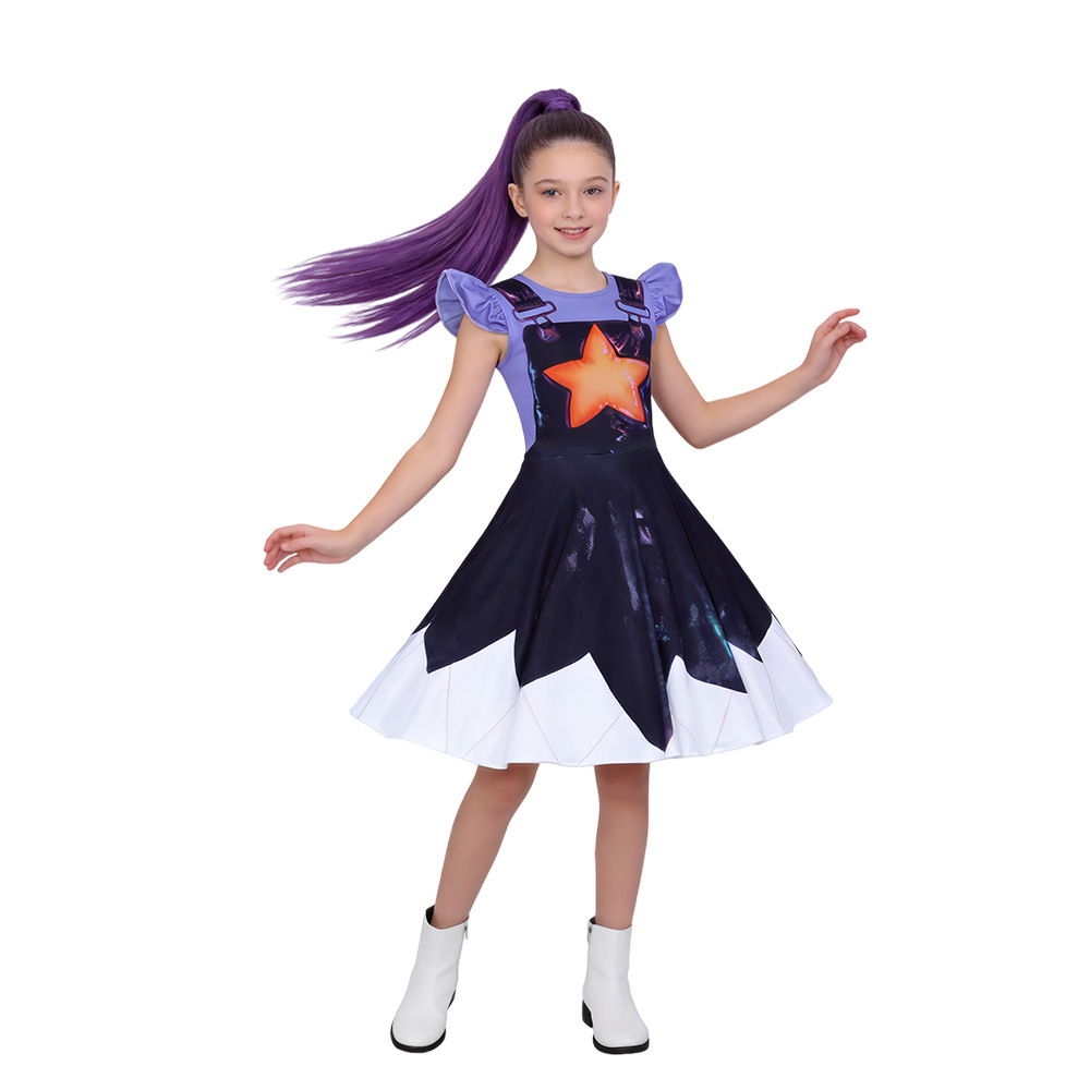 (130CM) Kids Lily Flutter Sleeve Dress Poppy Playtime Cosplay Costume for Girls Halloween Party Performance