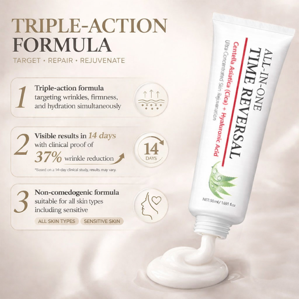 All In One Time Reverse Face Cream Moisturising Softening Hydrating Skin Care for Daily Gentle Home Use Natural 50ml