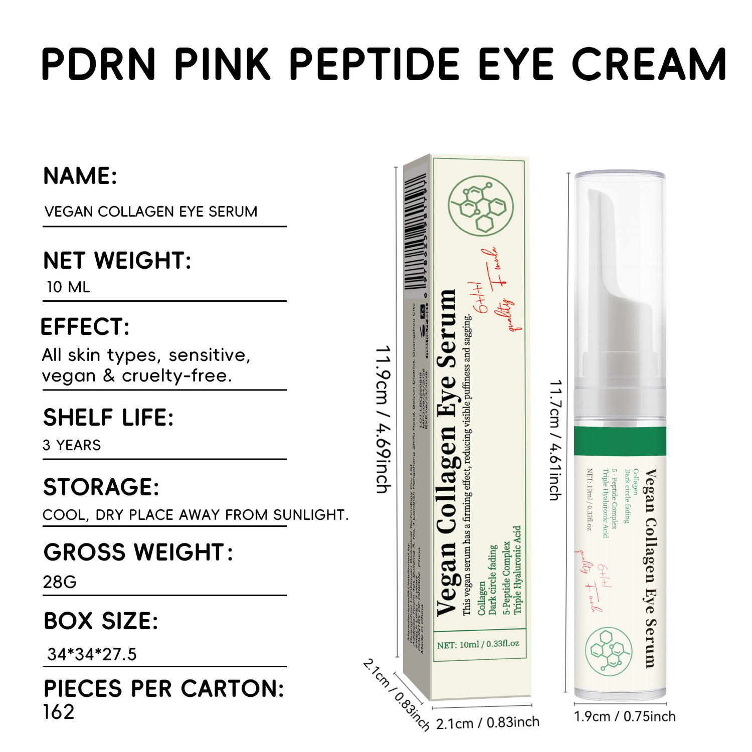 Vegan Collagen Eye Serum For Firming Hydrating And Smoothing Fine Lines Puffiness Under Eye Daily Nourishing Care 10ml