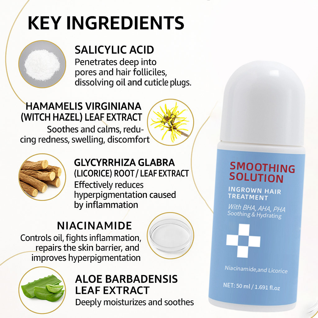 Hair Smoothing Liquid For Ingrown Hair Prevention And Nourishing Care Daily Body Treatment 50ml