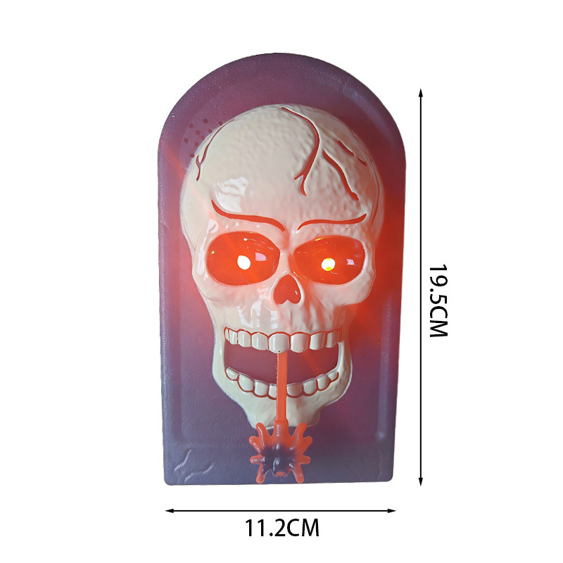 (B) Halloween Led Electronic Doorbell Creative Escape Room Prank Skull Doorbell Pendant