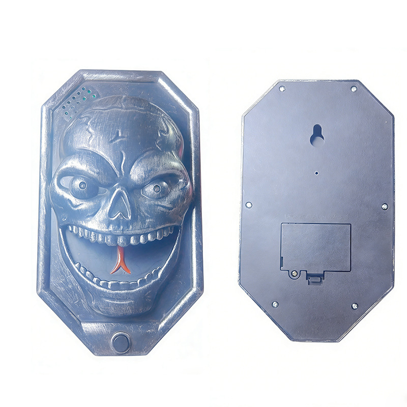 (B) Halloween Led Electronic Doorbell Creative Escape Room Prank Skull Doorbell Pendant