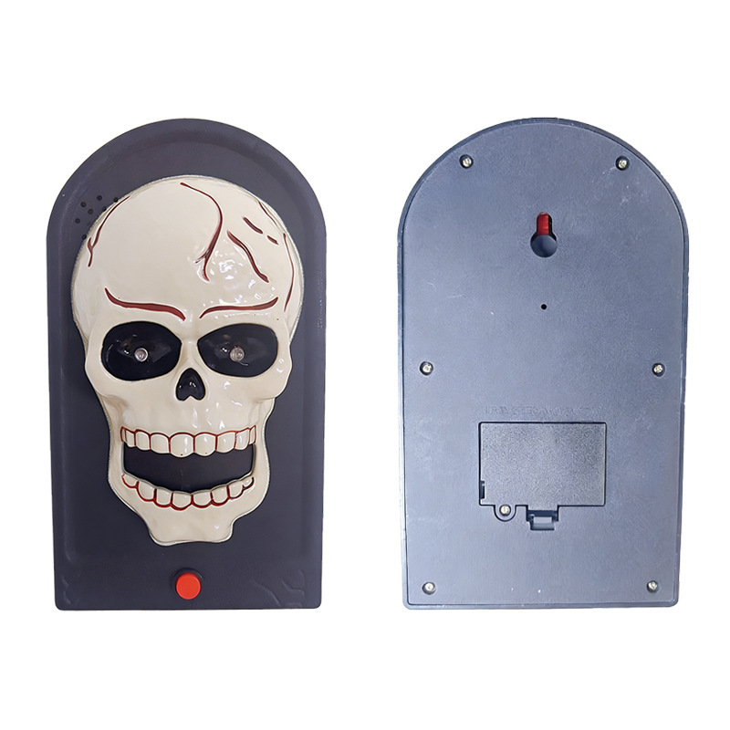 (B) Halloween Led Electronic Doorbell Creative Escape Room Prank Skull Doorbell Pendant