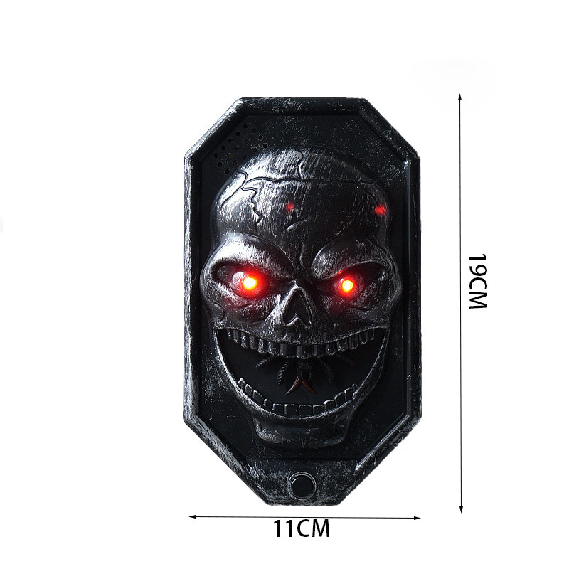 (B) Halloween Led Electronic Doorbell Creative Escape Room Prank Skull Doorbell Pendant