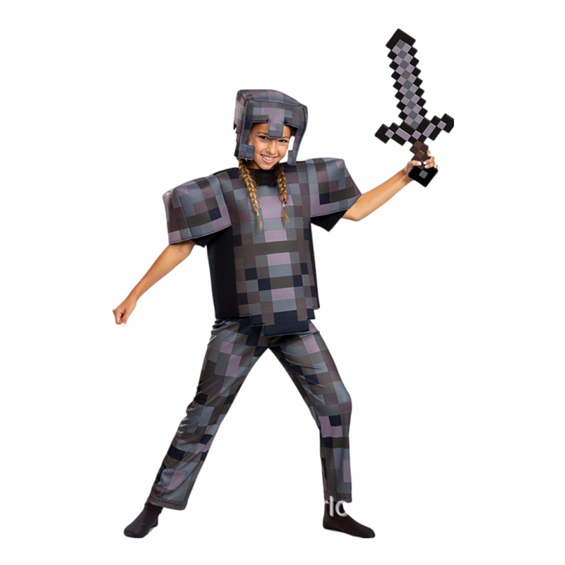 (XL) Kids Alloy Suit Minecraft Cosplay Outfit MC Halloween Costume Kids Performance Wear