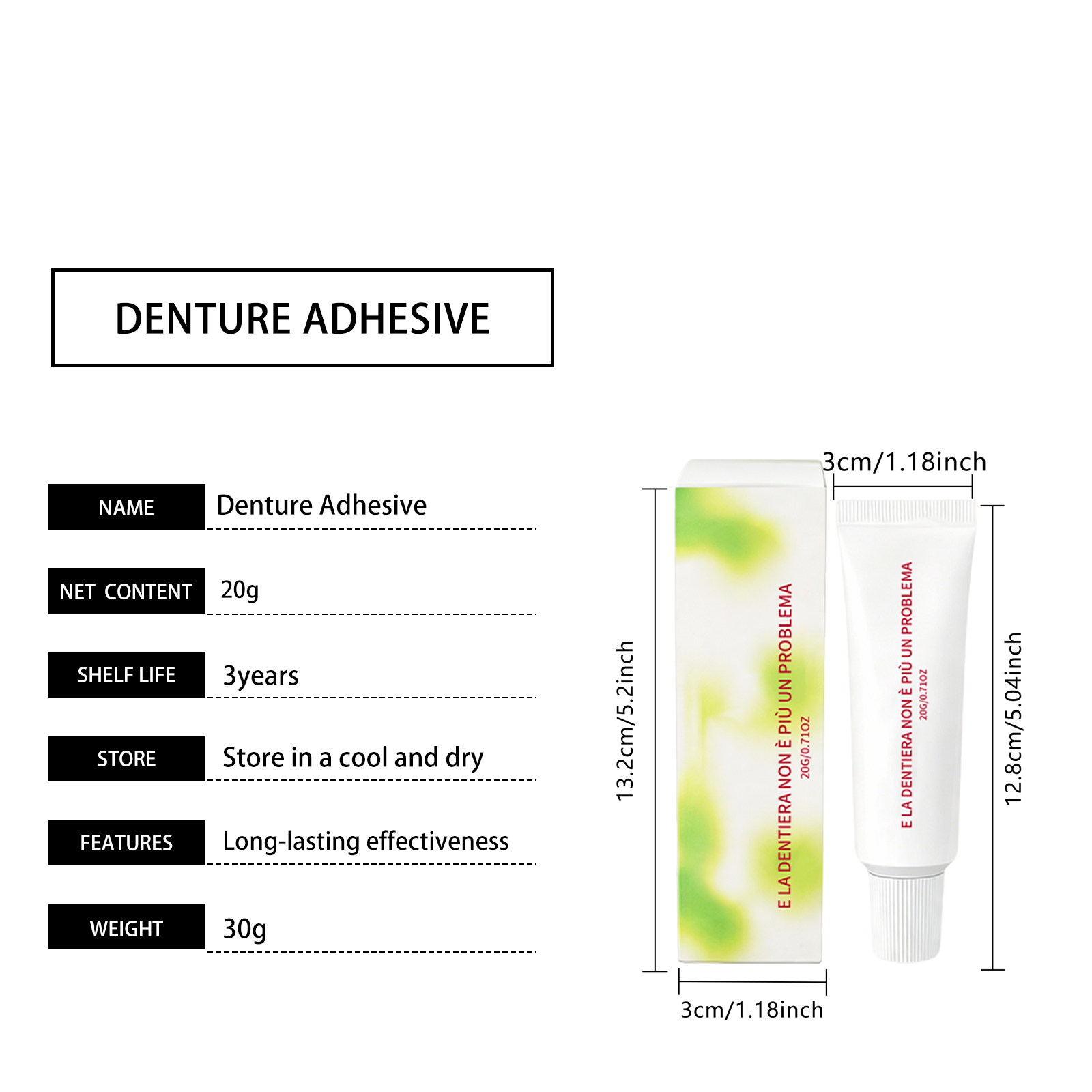 Denture Adhesive Paste Close Fit Natural Comfort Gentle Daily Care Secure Loose False Teeth Boost Smile Beauty