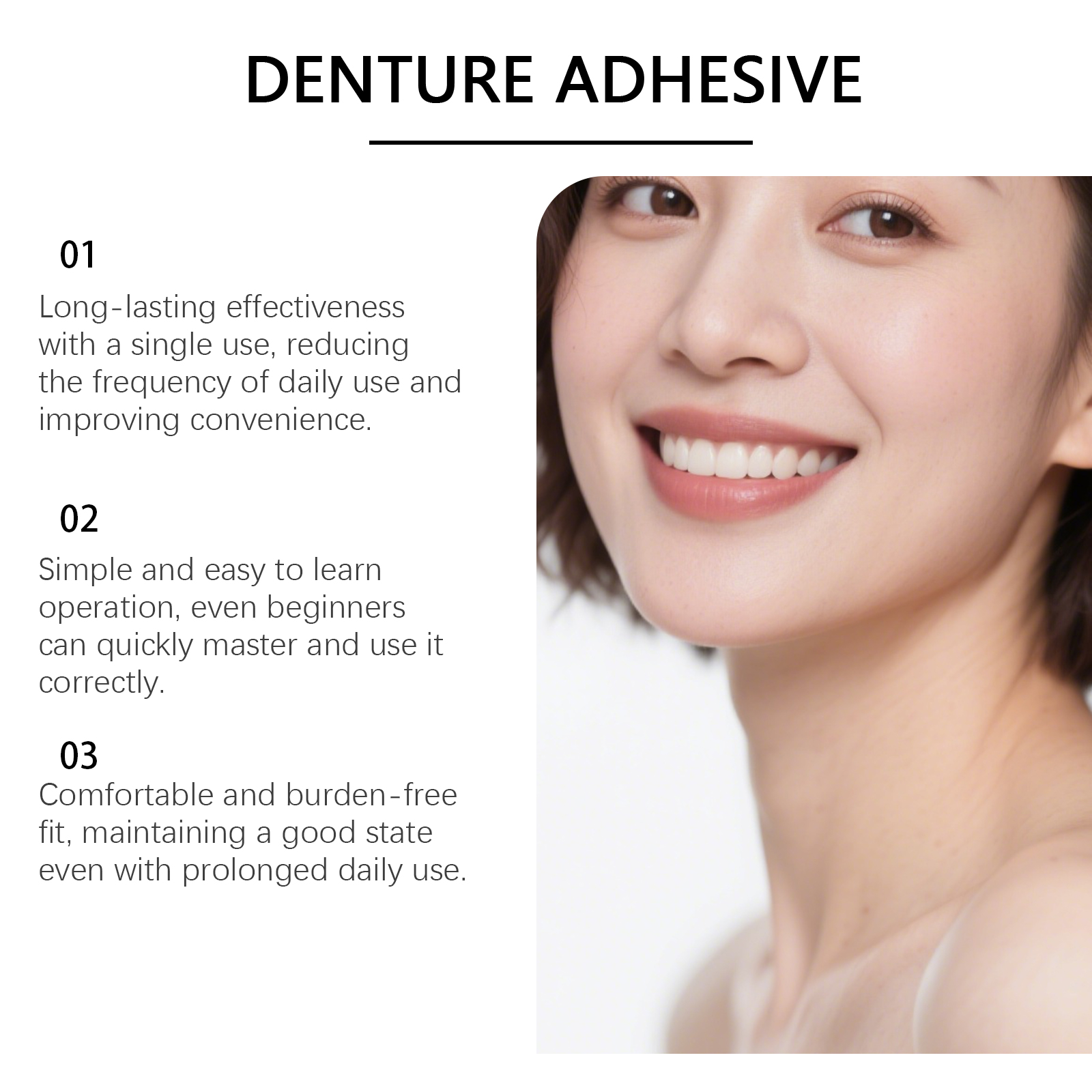 Denture Adhesive Paste Close Fit Natural Comfort Gentle Daily Care Secure Loose False Teeth Boost Smile Beauty