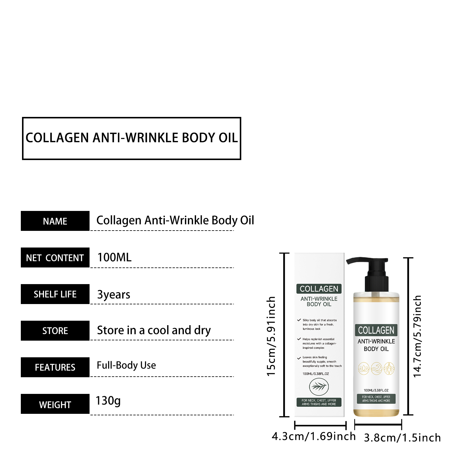 Collagen Body Oil Hydrating Moisturizing Soft Delicate Gentle Care Daily Use Body Skin Essential Oil