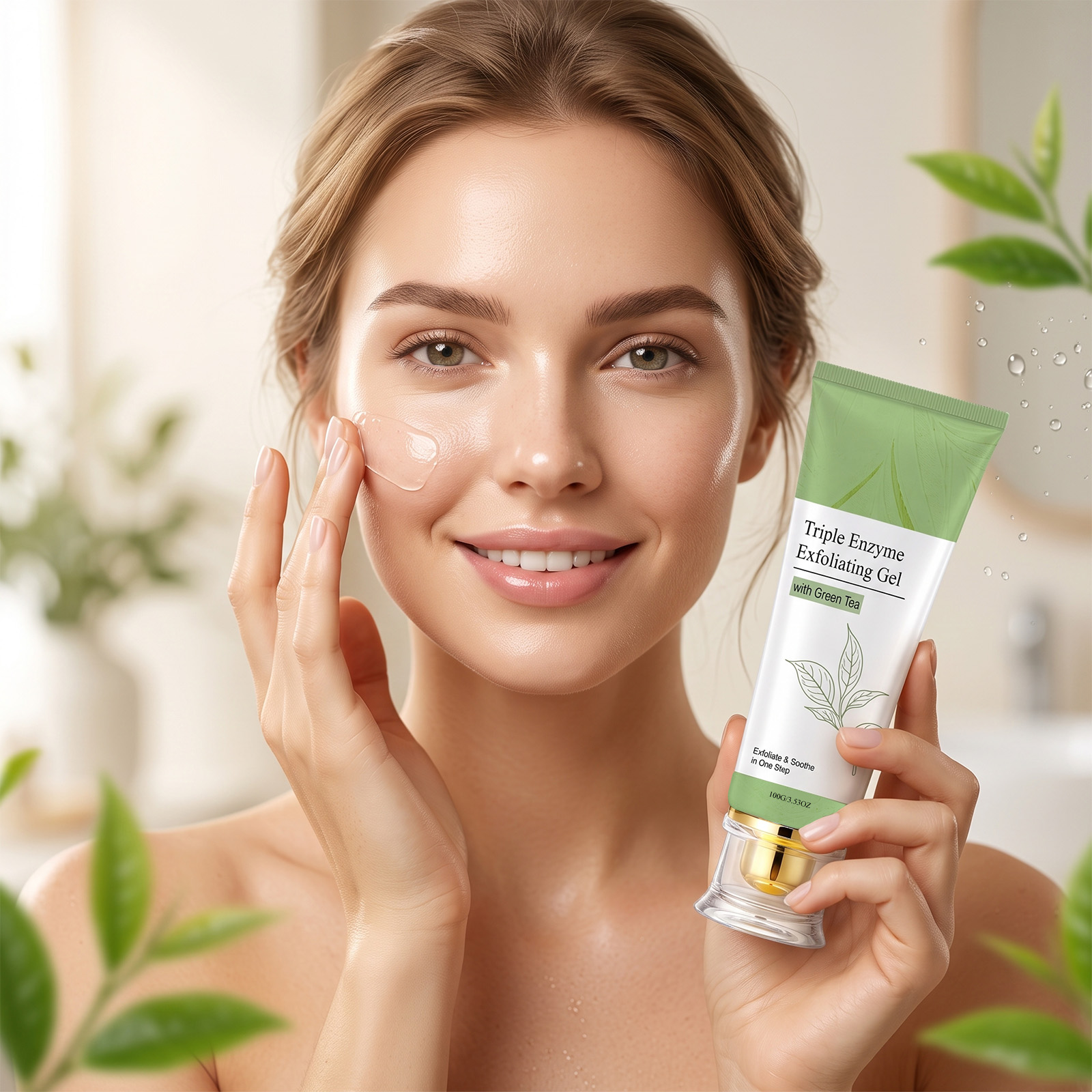 Green Tea Exfoliating Resurfacing Gel Mild Cleansing Hydrating Soft Delicate Smooth Brightening Facial Skin Care