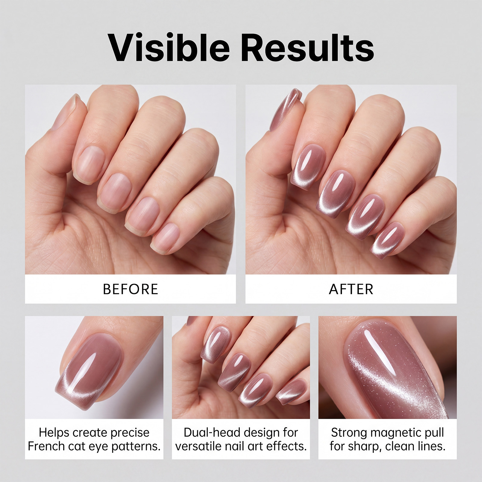 Dual Head French Cat Eye Magnet Daily Diy Easy Operate Nail Beautify Manicure Craft