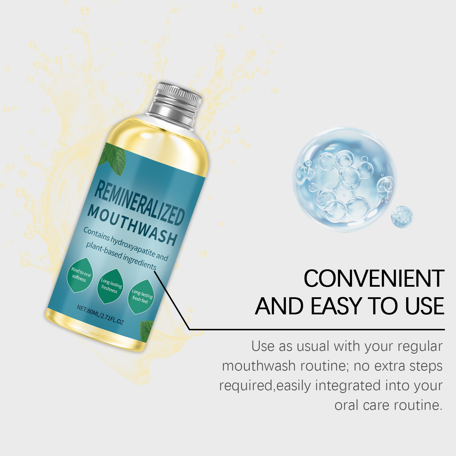 Mint Mouthwash Daily Care Fresh Breath Clean Teeth Protect Gum Skin Household Portable Oral Daily Use