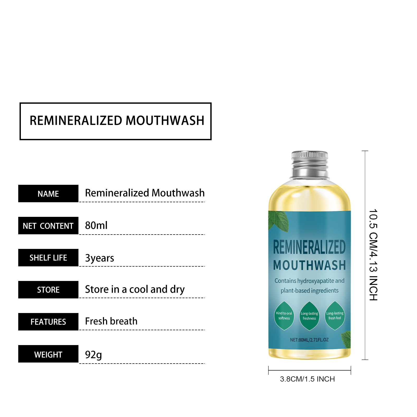 Mint Mouthwash Daily Care Fresh Breath Clean Teeth Protect Gum Skin Household Portable Oral Daily Use