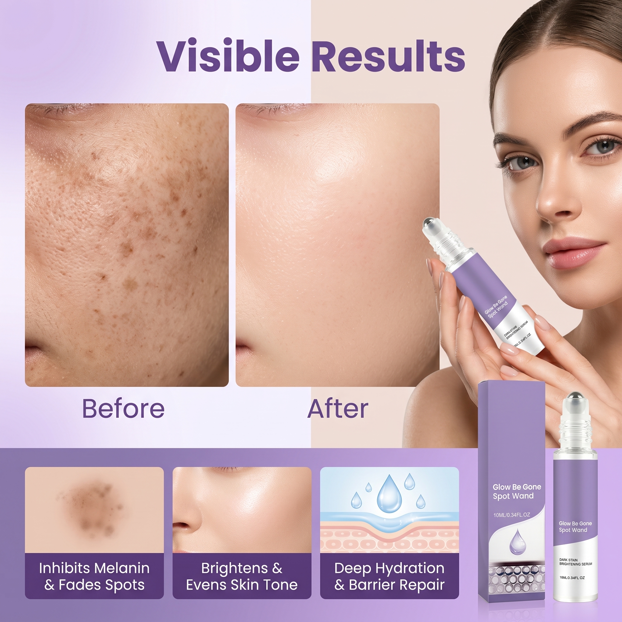 Roller Essence Stick Precise Spot Care Bright Skin Fresh Non Greasy Portable Sanitary Facial Treatment