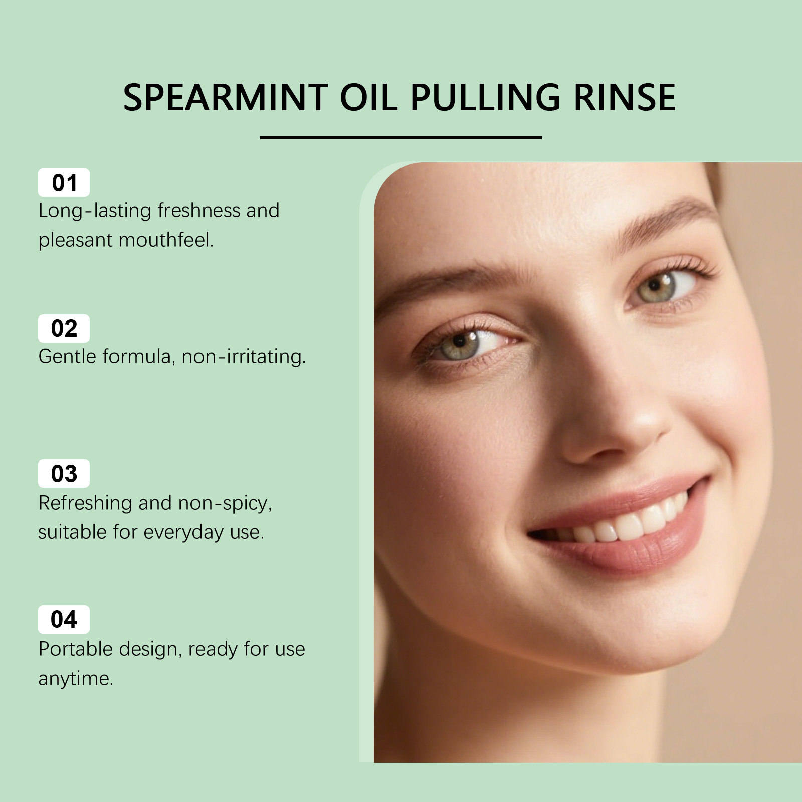 Spearmint Mouthwash Fresh Breath Natural Fragrance Mild Teeth Cleansing Household Daily Carry Pack