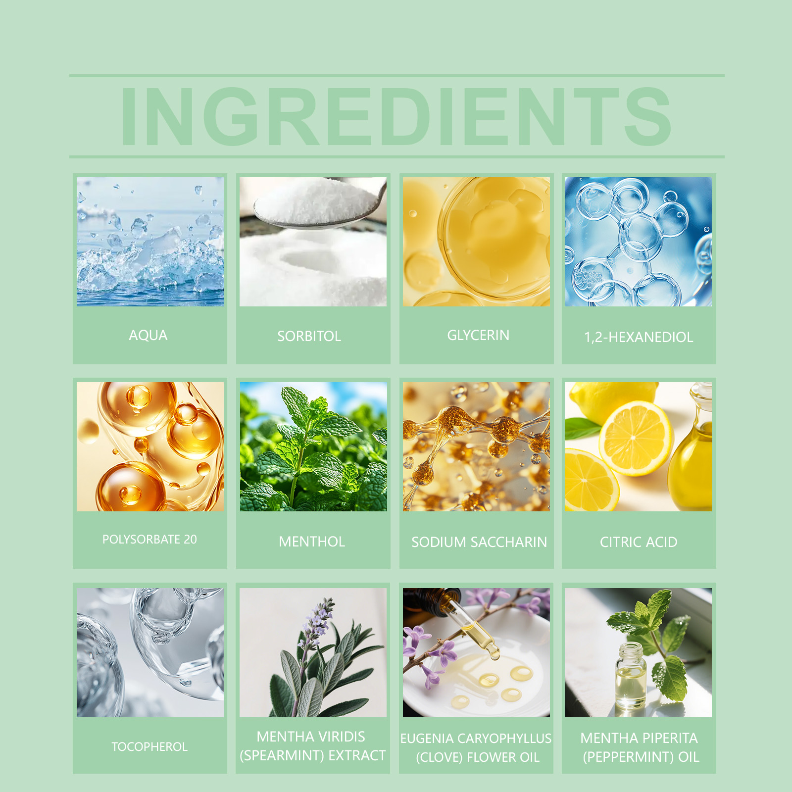 Spearmint Mouthwash Fresh Breath Natural Fragrance Mild Teeth Cleansing Household Daily Carry Pack