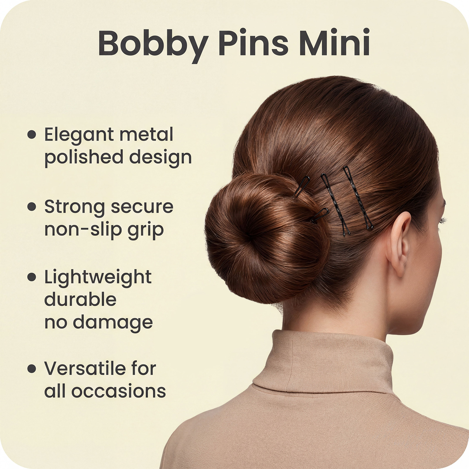 Metal Hair Bun Clip Black Simple Versatile Comfortable Worn Hair Accessory For Hair Fixing