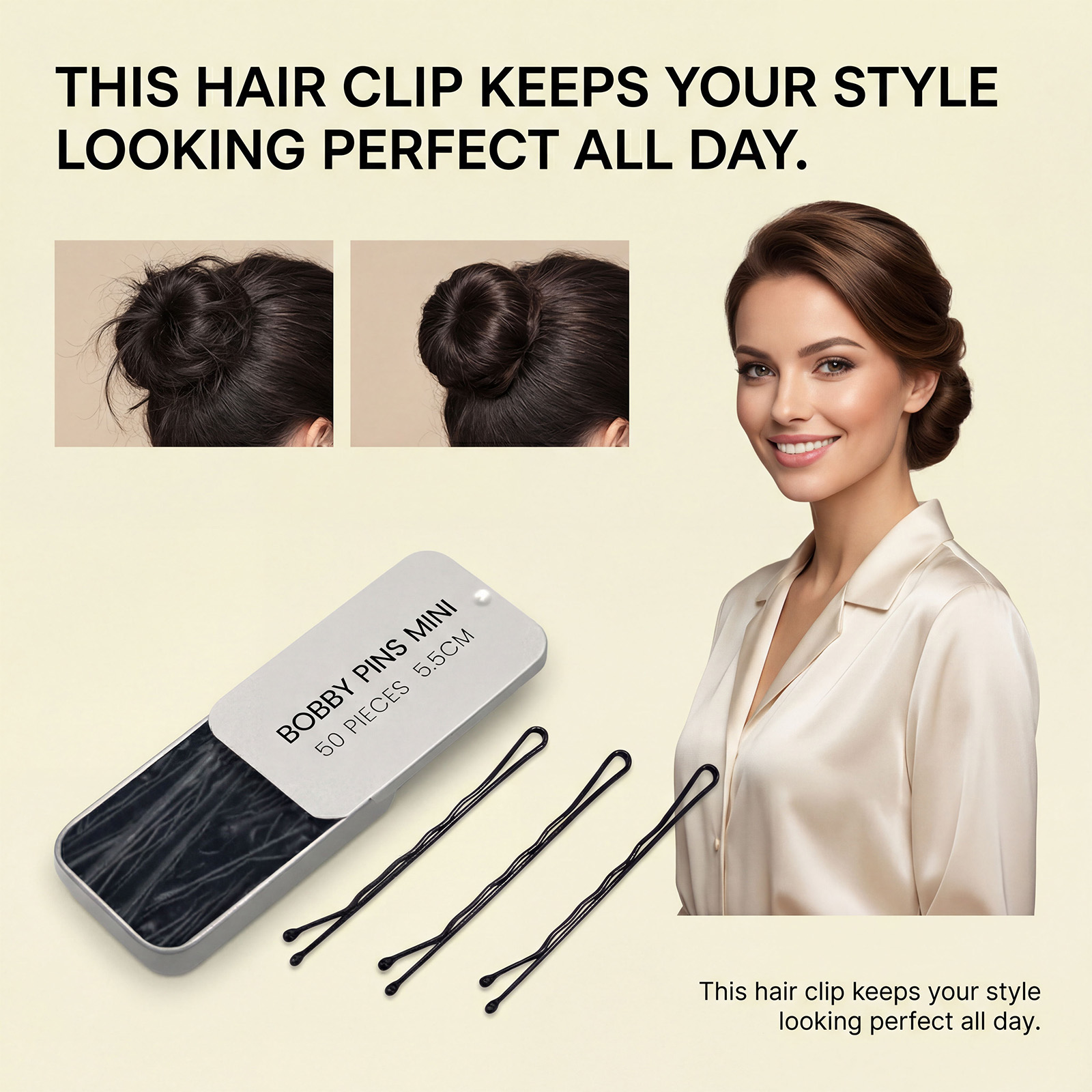 Metal Hair Bun Clip Black Simple Versatile Comfortable Worn Hair Accessory For Hair Fixing