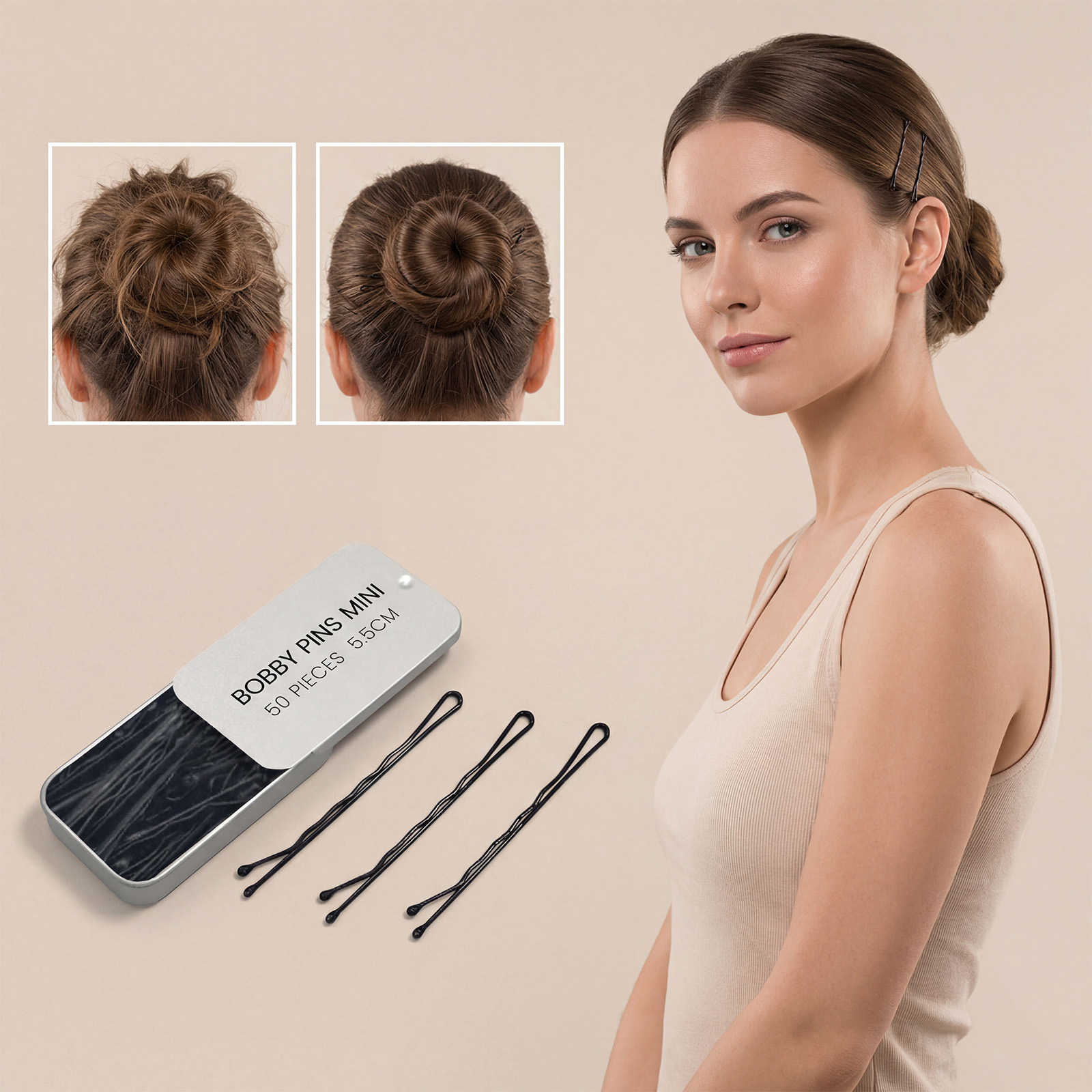 Metal Hair Bun Clip Black Simple Versatile Comfortable Worn Hair Accessory For Hair Fixing
