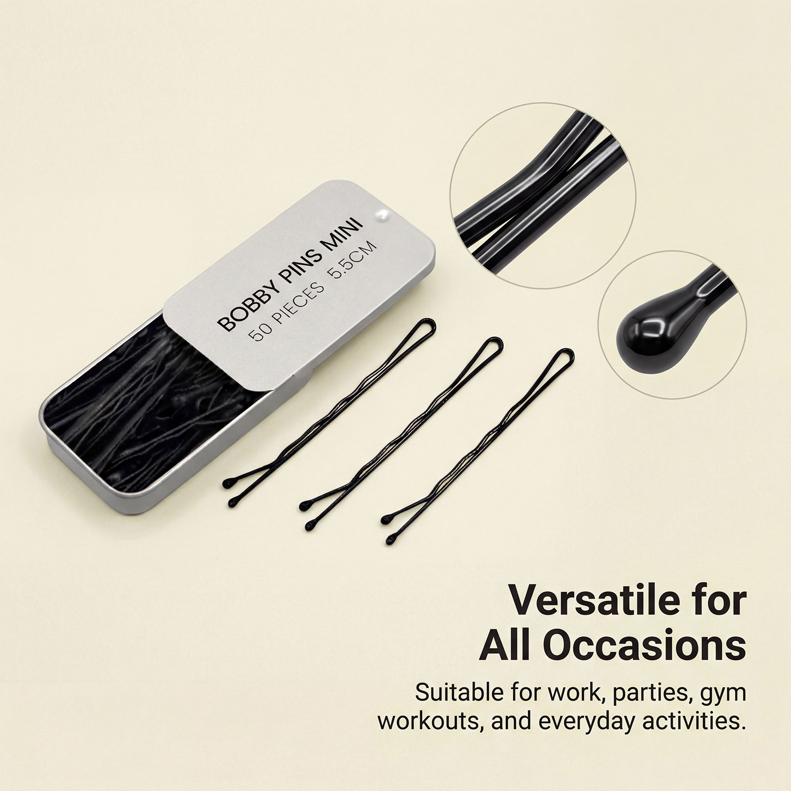Metal Hair Bun Clip Black Simple Versatile Comfortable Worn Hair Accessory For Hair Fixing