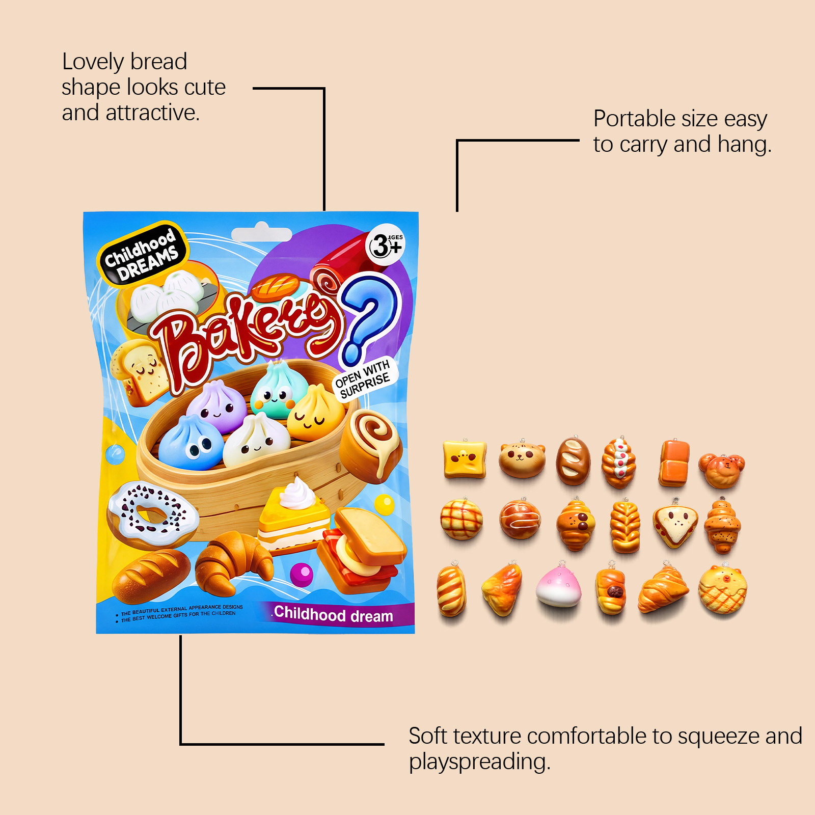 Imitation Bread Blind Bag Creative Soft Tiny Baking Ornament For Backpack Key Random Surprise Pack