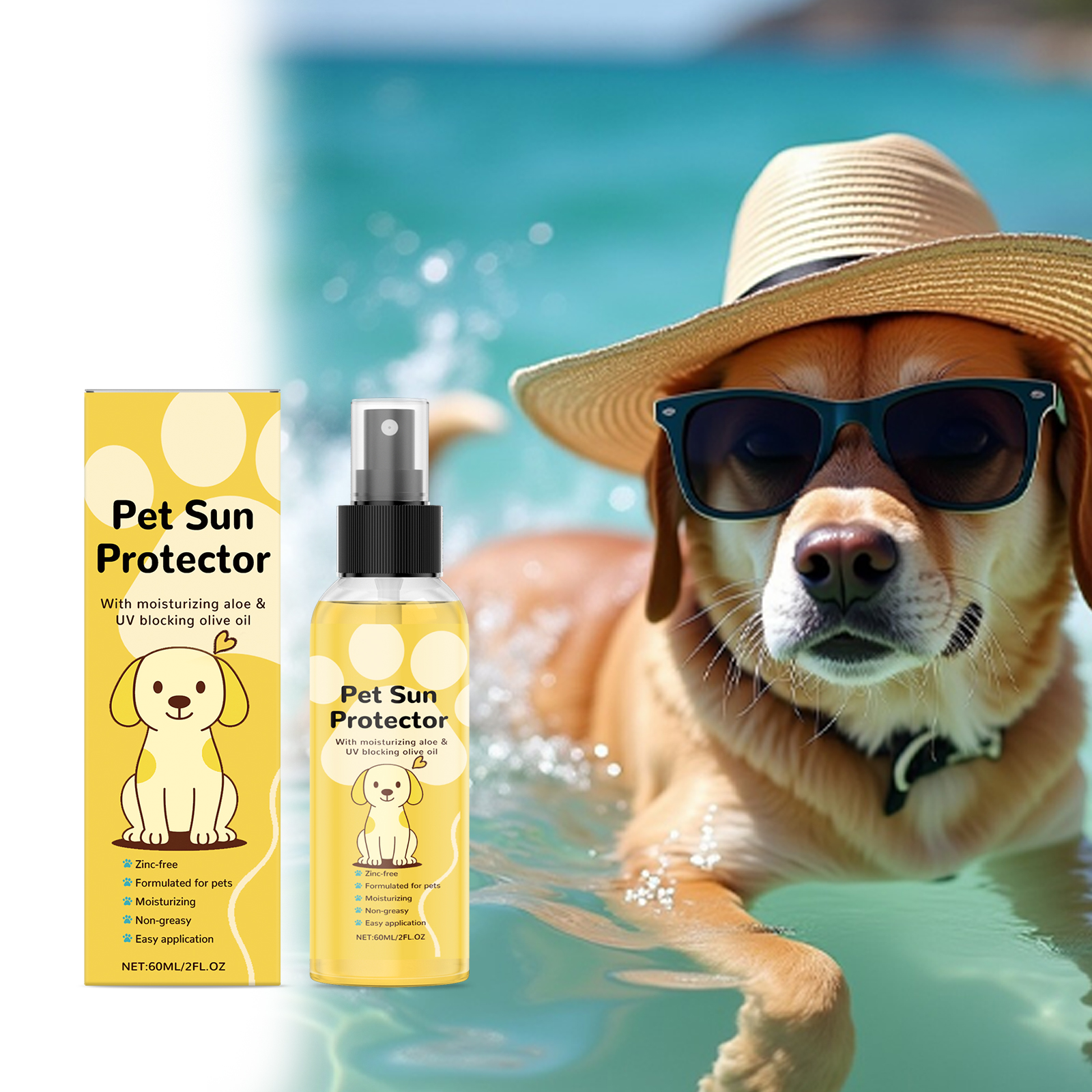 Pet Protective Spray Summer Outdoor Cat Dog Hair Refreshing Non Greasy Gentle Convenient Care