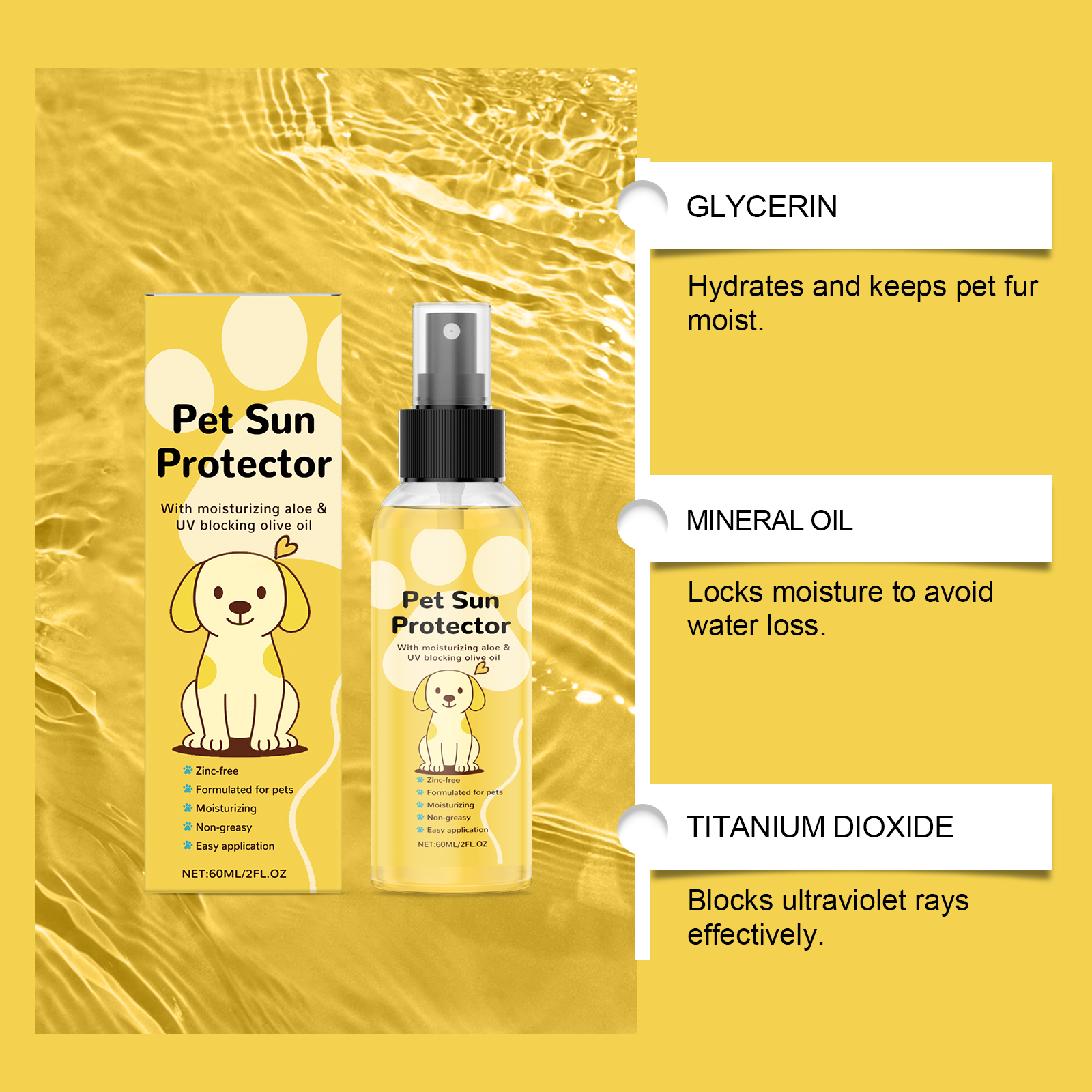 Pet Protective Spray Summer Outdoor Cat Dog Hair Refreshing Non Greasy Gentle Convenient Care