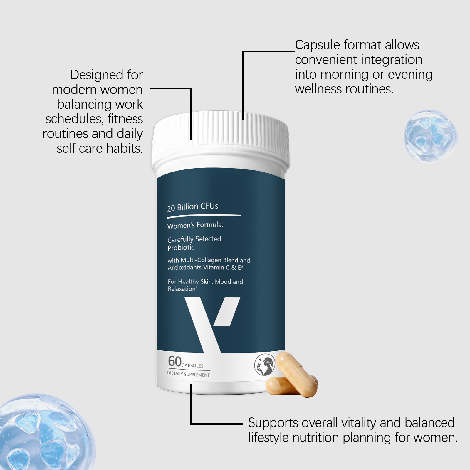Female Care Capsule Gentle Body Nourish Vital Skin Hydration Physical Daily Health Care