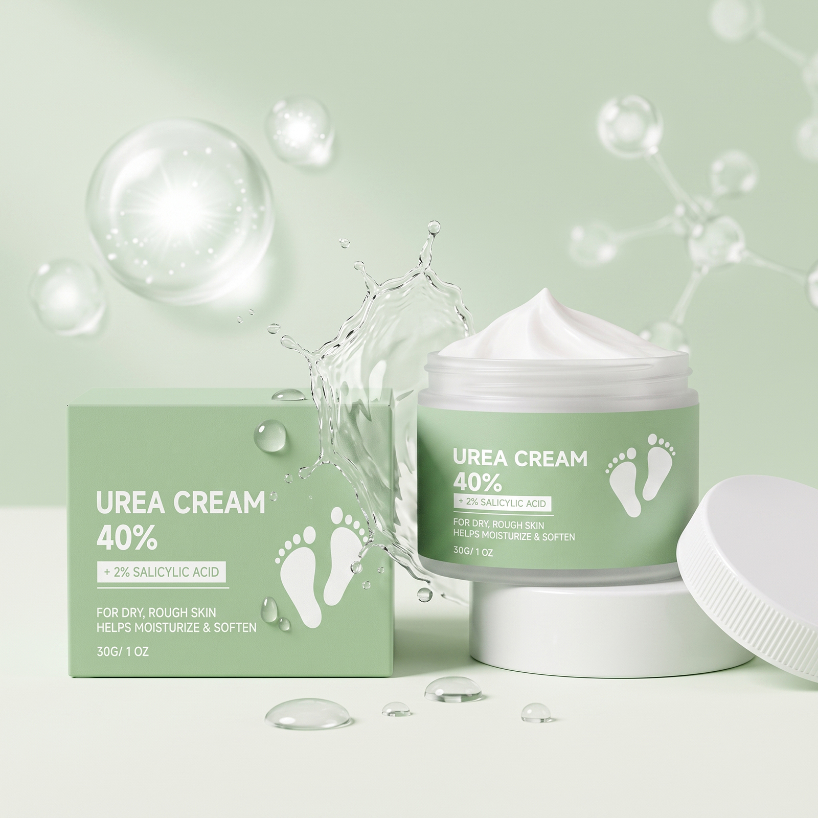 Urea Foot Cream Light Texture Hydrating Non Sticky Deep Moisturizing Smooth Delicate Softens Rough Foot Skin
