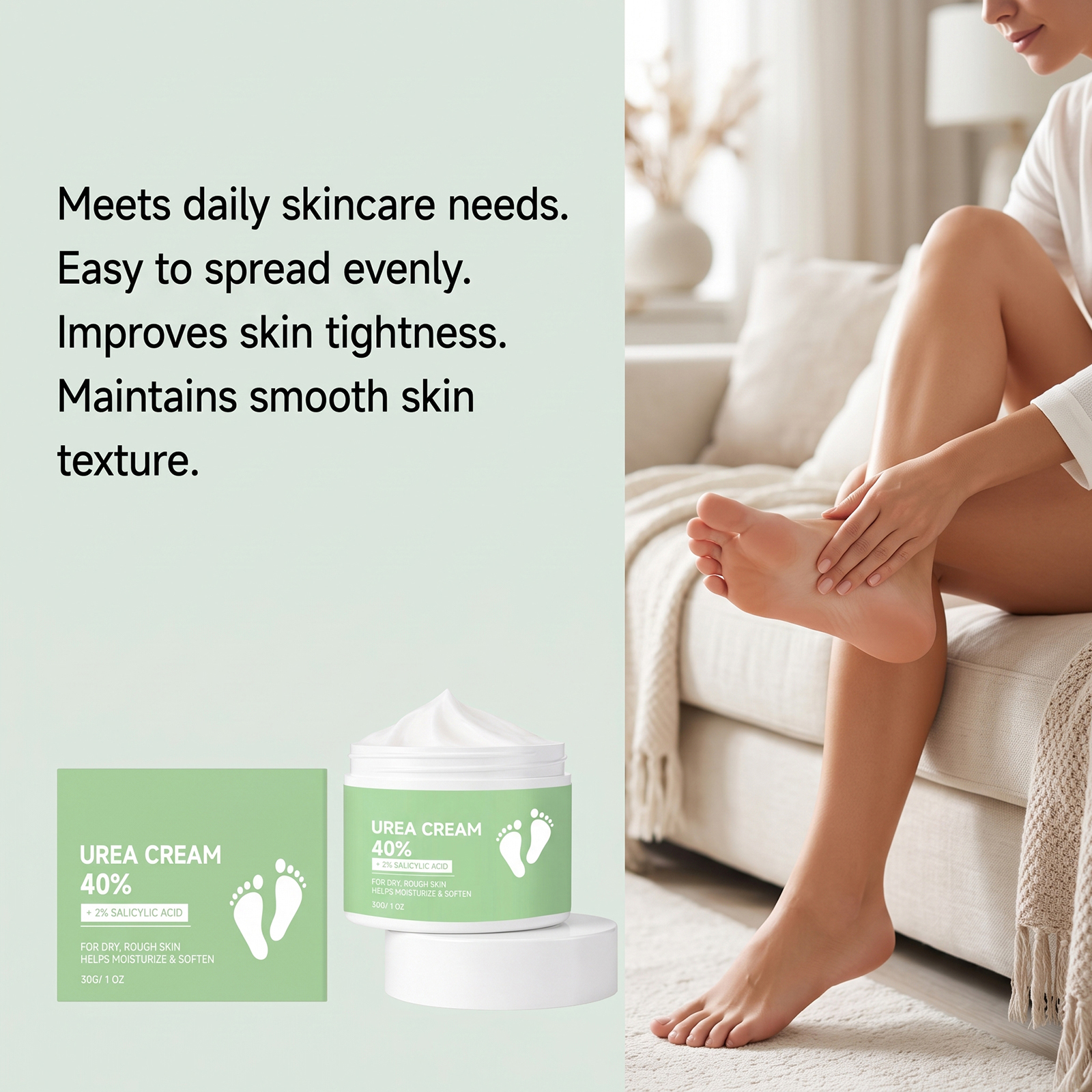 Urea Foot Cream Light Texture Hydrating Non Sticky Deep Moisturizing Smooth Delicate Softens Rough Foot Skin
