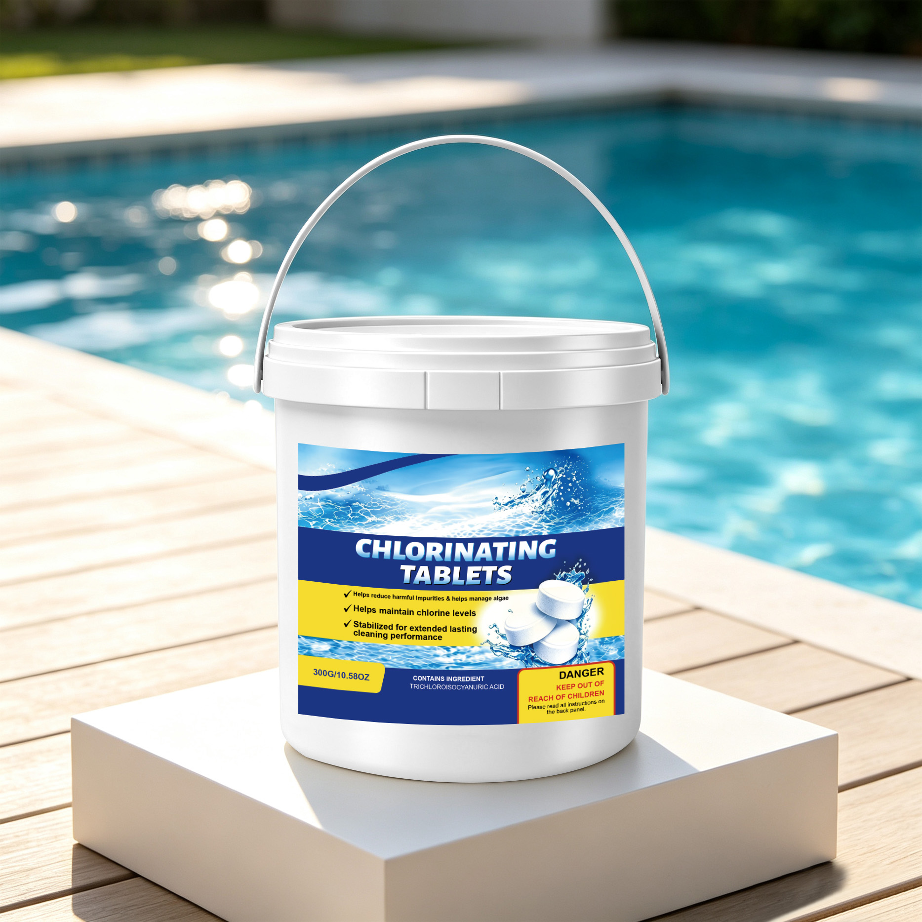 Pool Chlorine Tablets Clear Water Remove Stains Inhibit Algae Resist Sunlight Fit Courtyard Pools Hot Springs