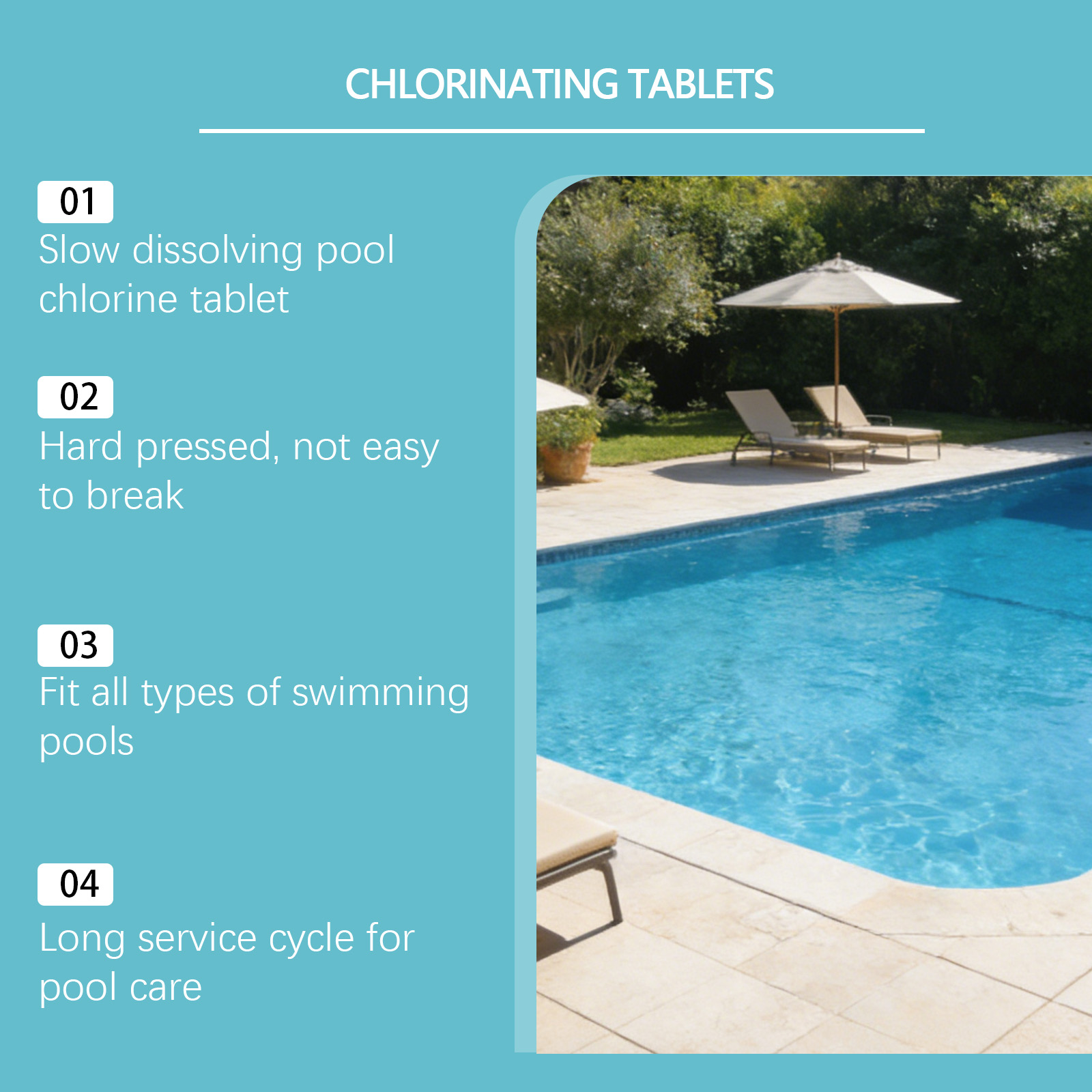 Pool Chlorine Tablets Clear Water Remove Stains Inhibit Algae Resist Sunlight Fit Courtyard Pools Hot Springs