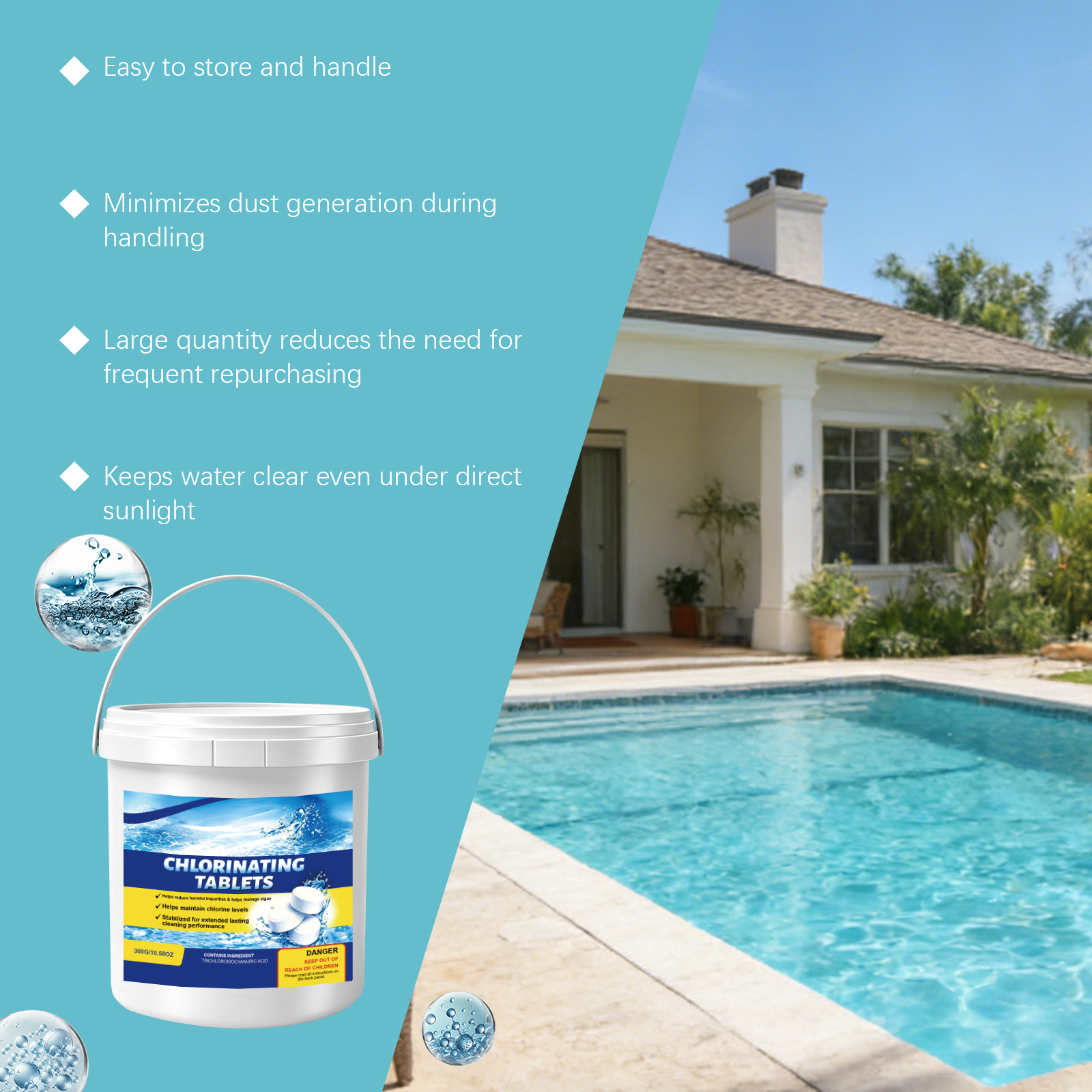 Pool Chlorine Tablets Clear Water Remove Stains Inhibit Algae Resist Sunlight Fit Courtyard Pools Hot Springs
