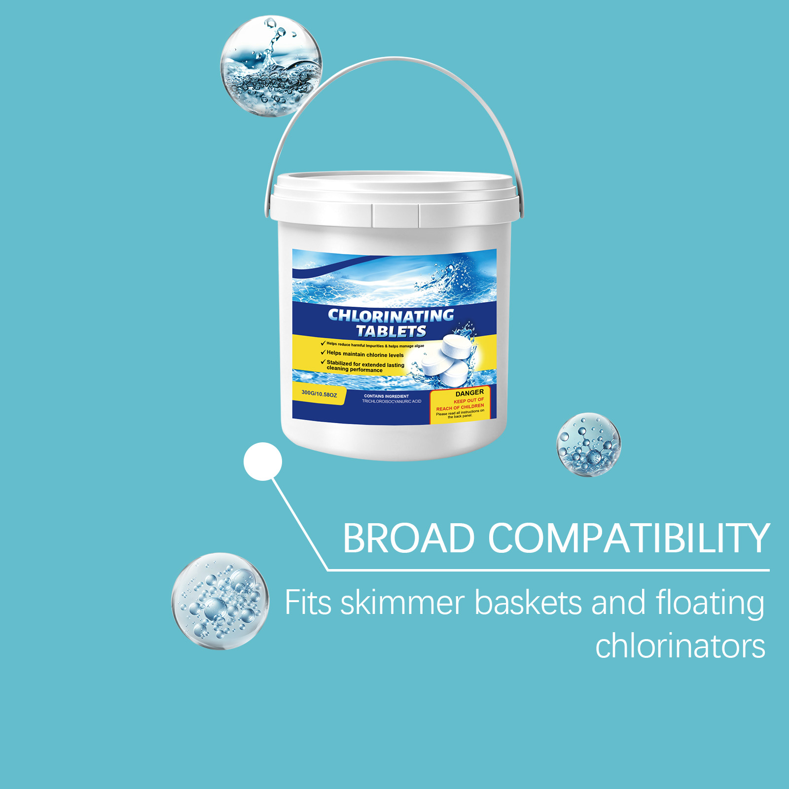 Pool Chlorine Tablets Clear Water Remove Stains Inhibit Algae Resist Sunlight Fit Courtyard Pools Hot Springs