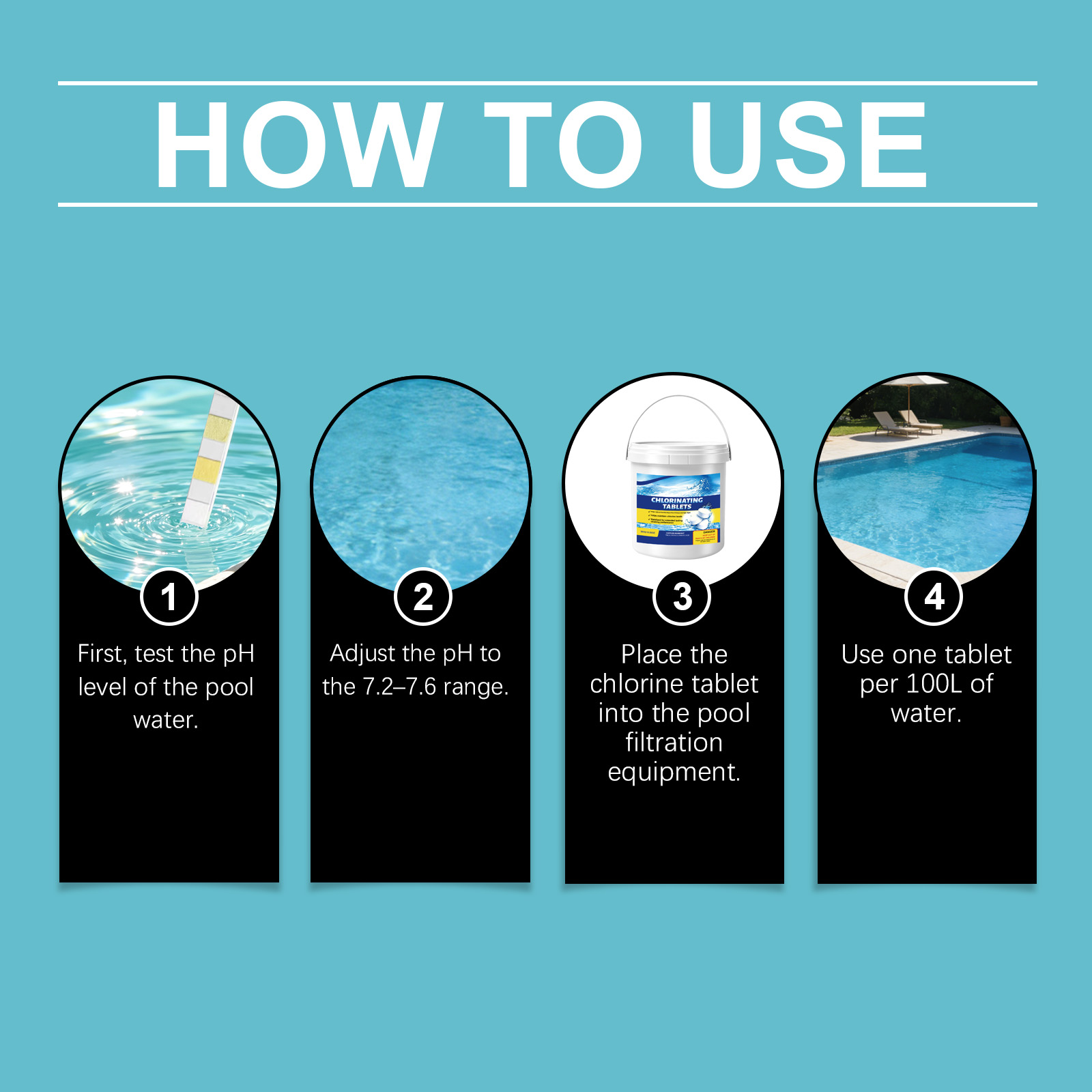 Pool Chlorine Tablets Clear Water Remove Stains Inhibit Algae Resist Sunlight Fit Courtyard Pools Hot Springs