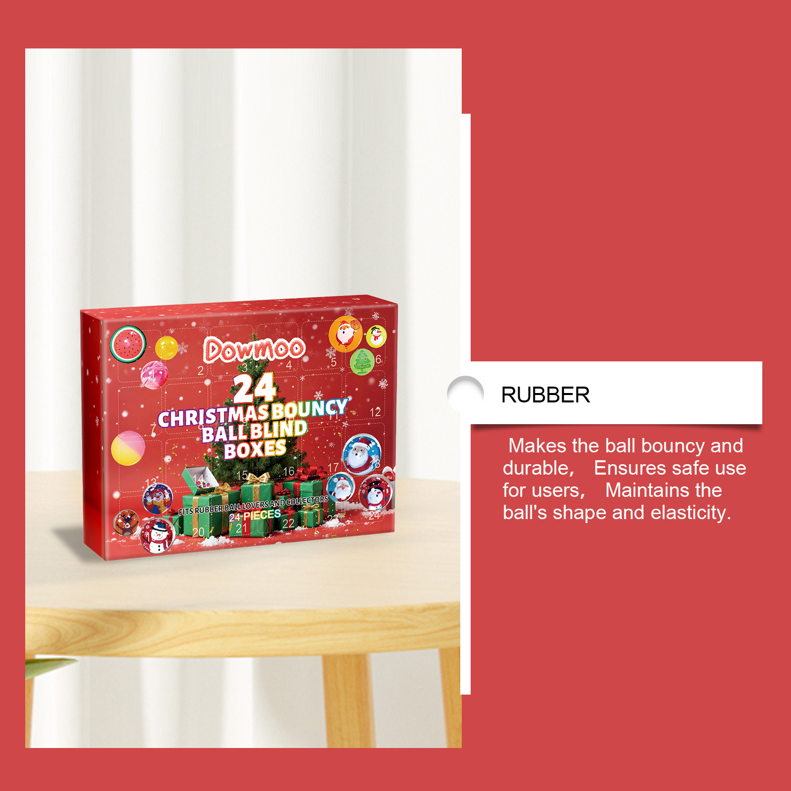 Dowmoo 24 Christmas Bouncy Ball Blind Boxes Holiday Gifts For Gamers Adults Children Toys