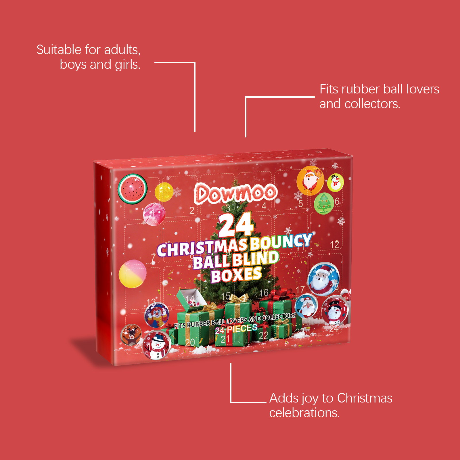 Dowmoo 24 Christmas Bouncy Ball Blind Boxes Holiday Gifts For Gamers Adults Children Toys