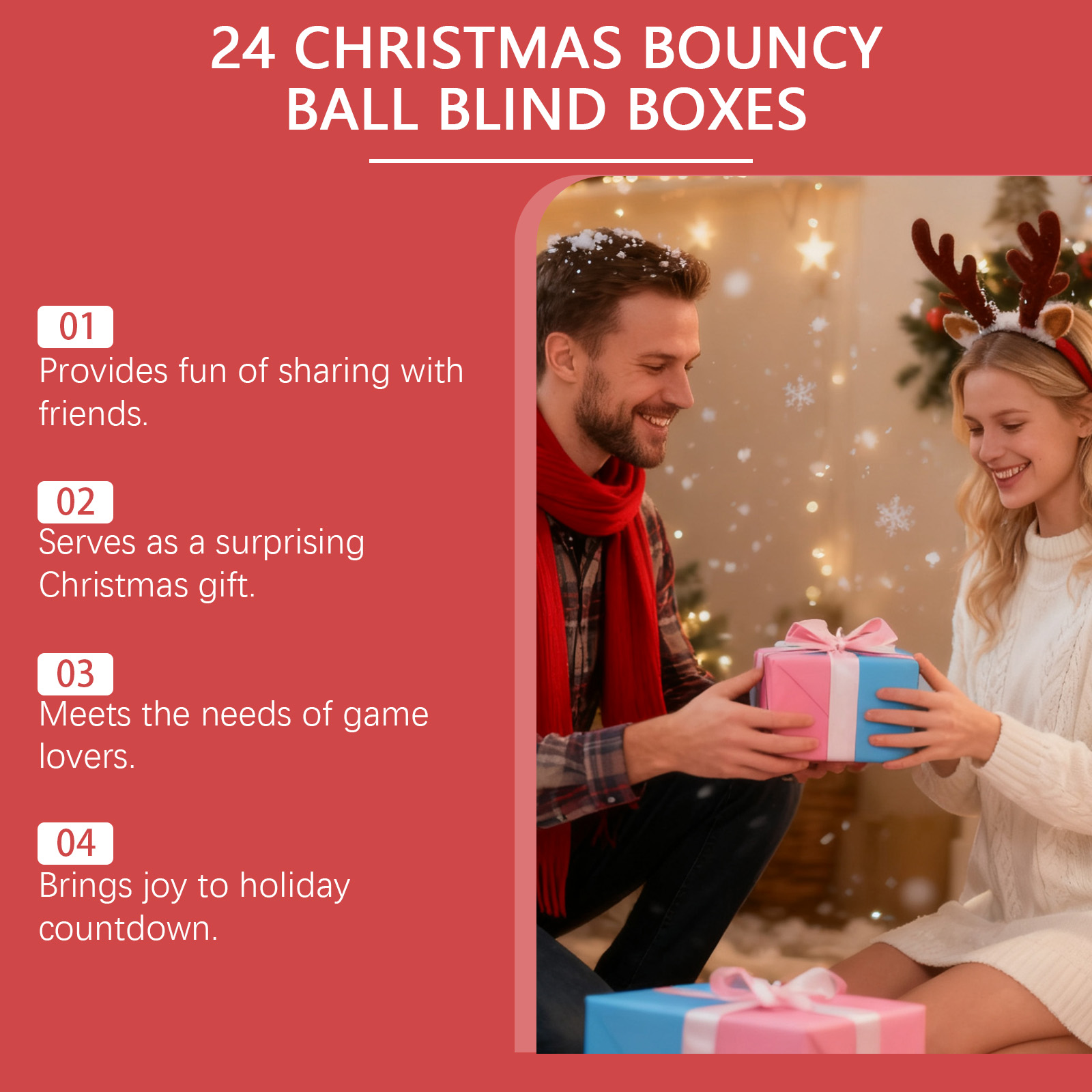 Dowmoo 24 Christmas Bouncy Ball Blind Boxes Holiday Gifts For Gamers Adults Children Toys