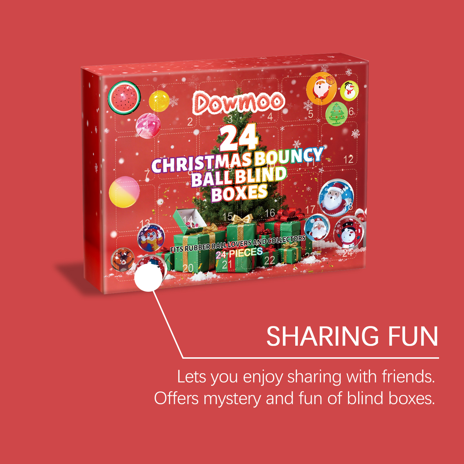 Dowmoo 24 Christmas Bouncy Ball Blind Boxes Holiday Gifts For Gamers Adults Children Toys